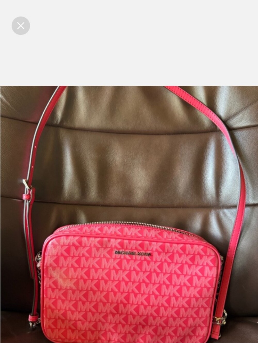 Michael Kors Pink Leather MK Signature Crossbody Bag NWT